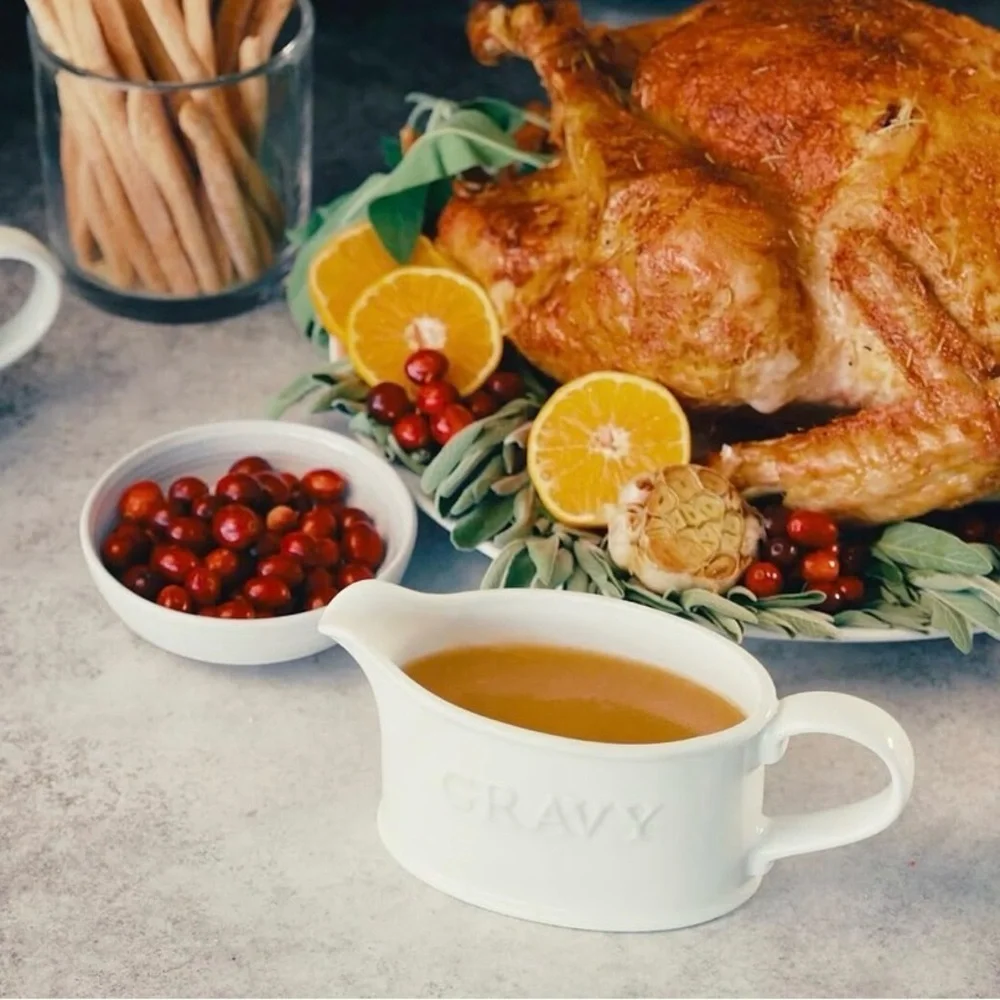NEW - Ceramic Gravy Boat, Serving Dispenser, Porcelain Pitcher for Sauces